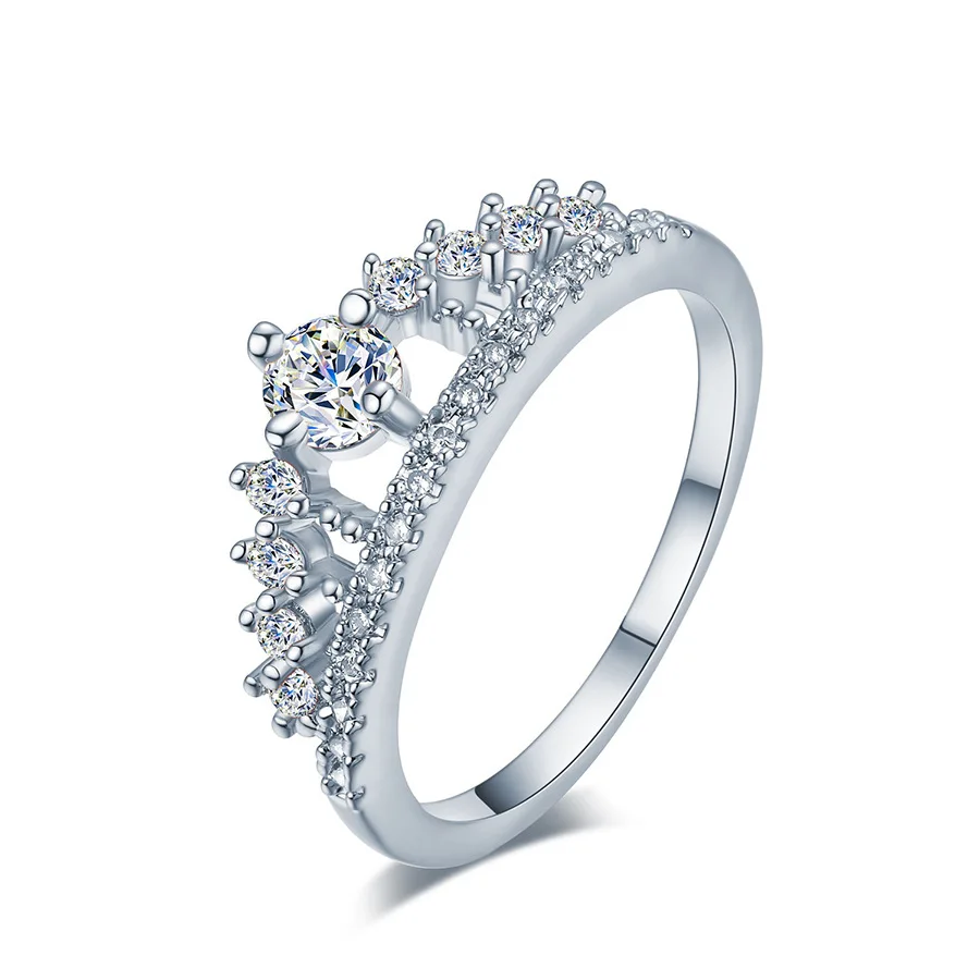 

New Fashion 18K Gold Crown Diamond Ring mini-set Zircon Princess Ring Wholesale