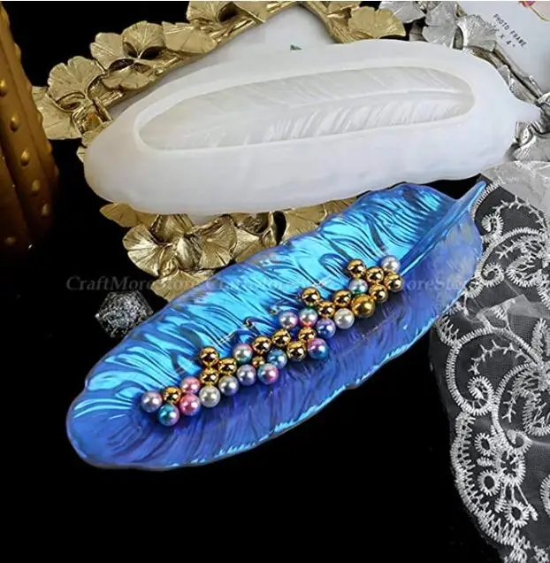 

Feather Silicone Resin Molds Tray Mold Resin Feather Tray Plate Craft Mold- Candy Jewelry Dish Ring Holder Storage