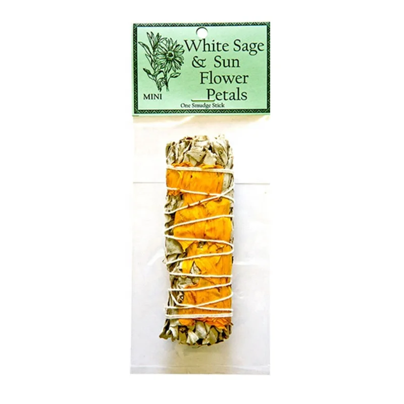 

White Sage Smudge Sticks with Sun Flower Petals for Cleansing, Meditation, Yoga, and Smudging