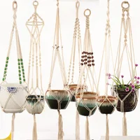 

Macrame Plant Hangers Indoor Outdoor Home Decoration, Cotton Cord Hanging Planters Baskets Flower Pots Set