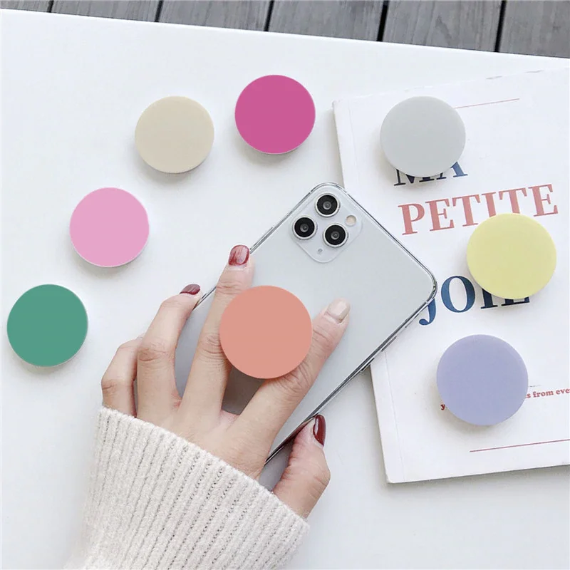

Universal Solid Color Phone Holder Round Finger Ring Stand Griptok Grip Ring Shrink Solid Color Phone Holder, 10 colors