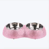 

High-end pet products supplier Diamond luxury noble lady dog bowl