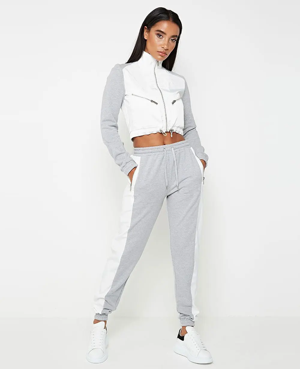 Women's Tracksuits Lady Striped Cropped Top Hoodie Long Pant Loungewear ...