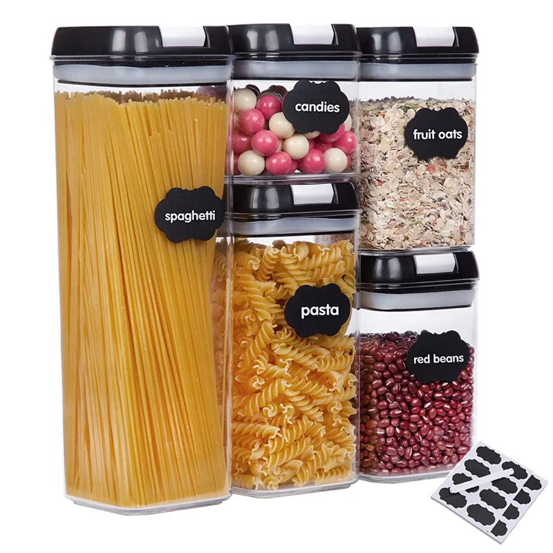

5pcs set dry airtight food storage containers stackable kitchen pantry cereal flour containers air tight food storage
