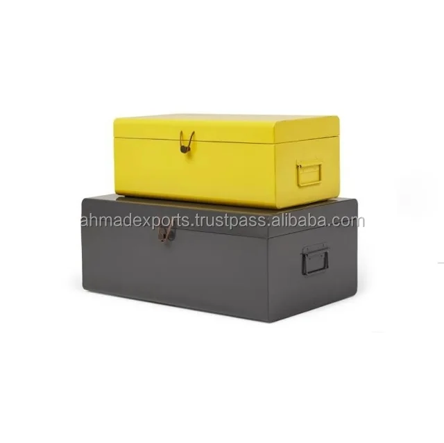 Galvanized Dark Grey Storage Trunk Set Of 3 Buy Galvanized Dark Grey