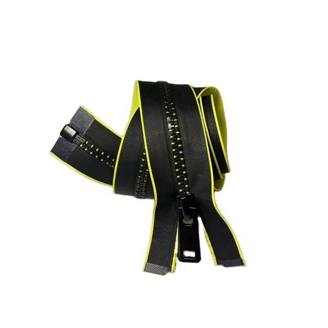 

2021 NEW 5# customsized Vislon Zip Korean pu waterproof zipper for jackets, Yellow and black