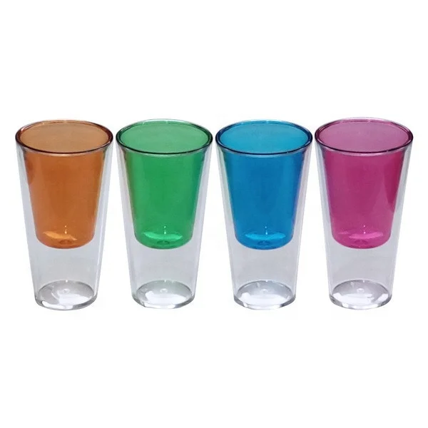 JD0525 Half Full Double-Walled Glass  Half Double Wall Wine Glass  Plastic Double Wall Drinking Glass