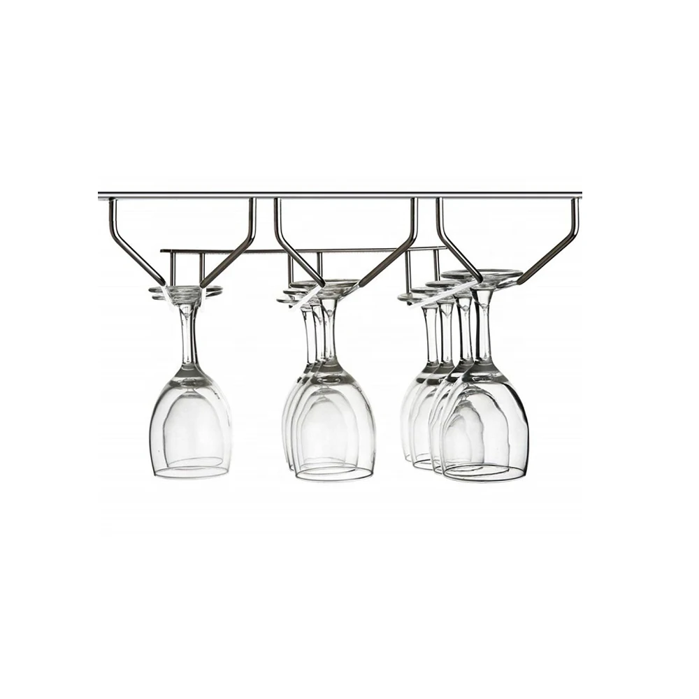 

FREE SAMPLE Metal Bar Three Row Rack Wine Stemware Glass Bottle Goblet Inverted Holder Hanging Metal Wine Cup Rack