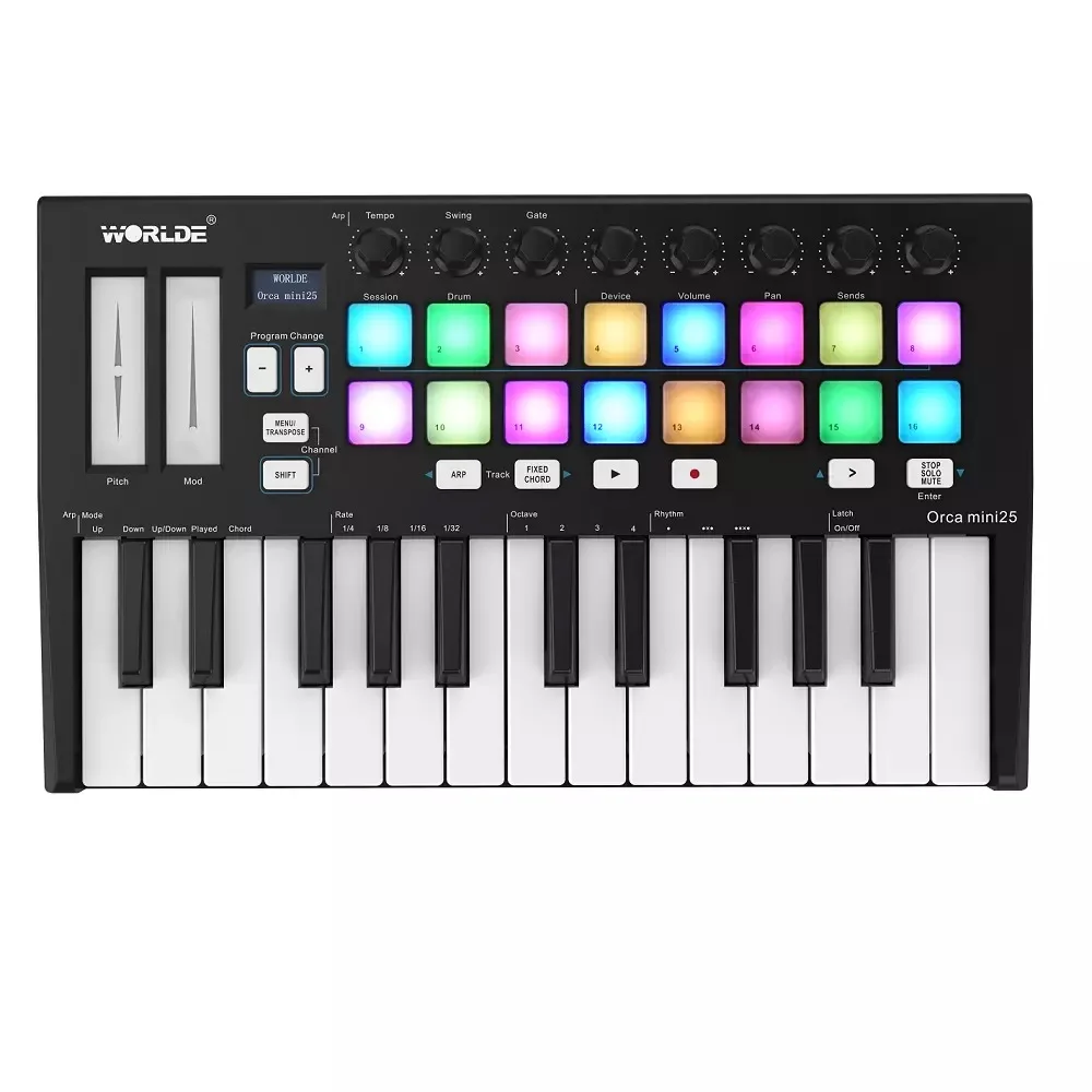 

Worlde Orca Mini 25 keys piano MIDI Keyboard controller usb digital music production for musical instrument Electronic Organ