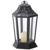 Modern Black Moroccan Candle Lantern Clear Glass Pillar Holder
