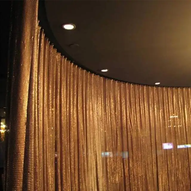 

Gold Aluminum Chainmail Curtain Fabric Metallic Curtain Backdrop Metal