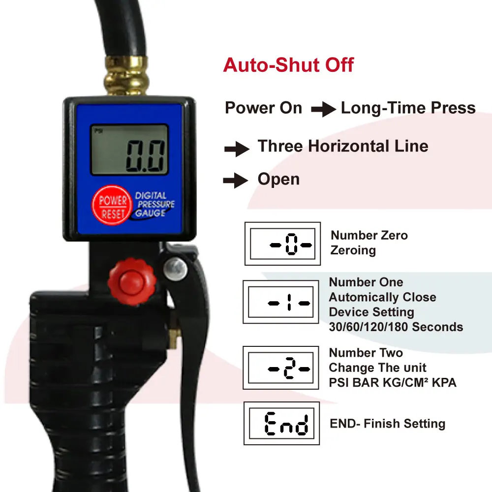 Pistol Grip Portable Tire Inflator With Clipon Digital Inflating