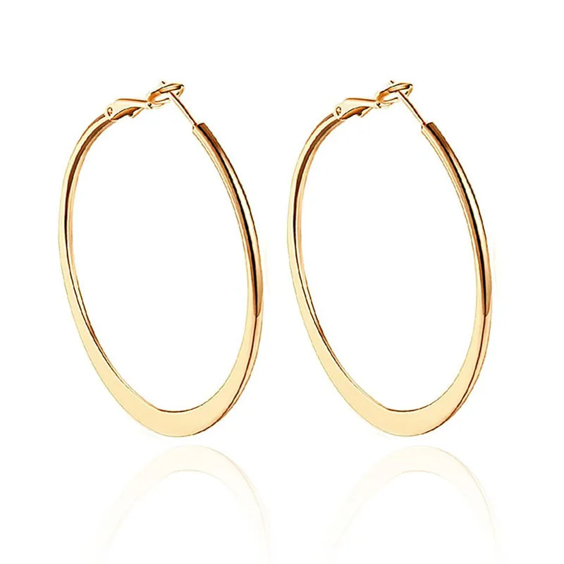

40mm 50mm 60mm Exaggerate Big Smooth Circle Hoop Earrings Brincos Simple Party Round Loop Earrings for Women Jewel, Picture shows