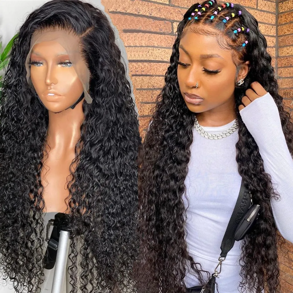 

Ready to Ship Perruques Water Wave Virgin Brazilian 100% Human Hair Wig Glueless Half 13x4 Hd Lace Frontal Wig for Black Woman