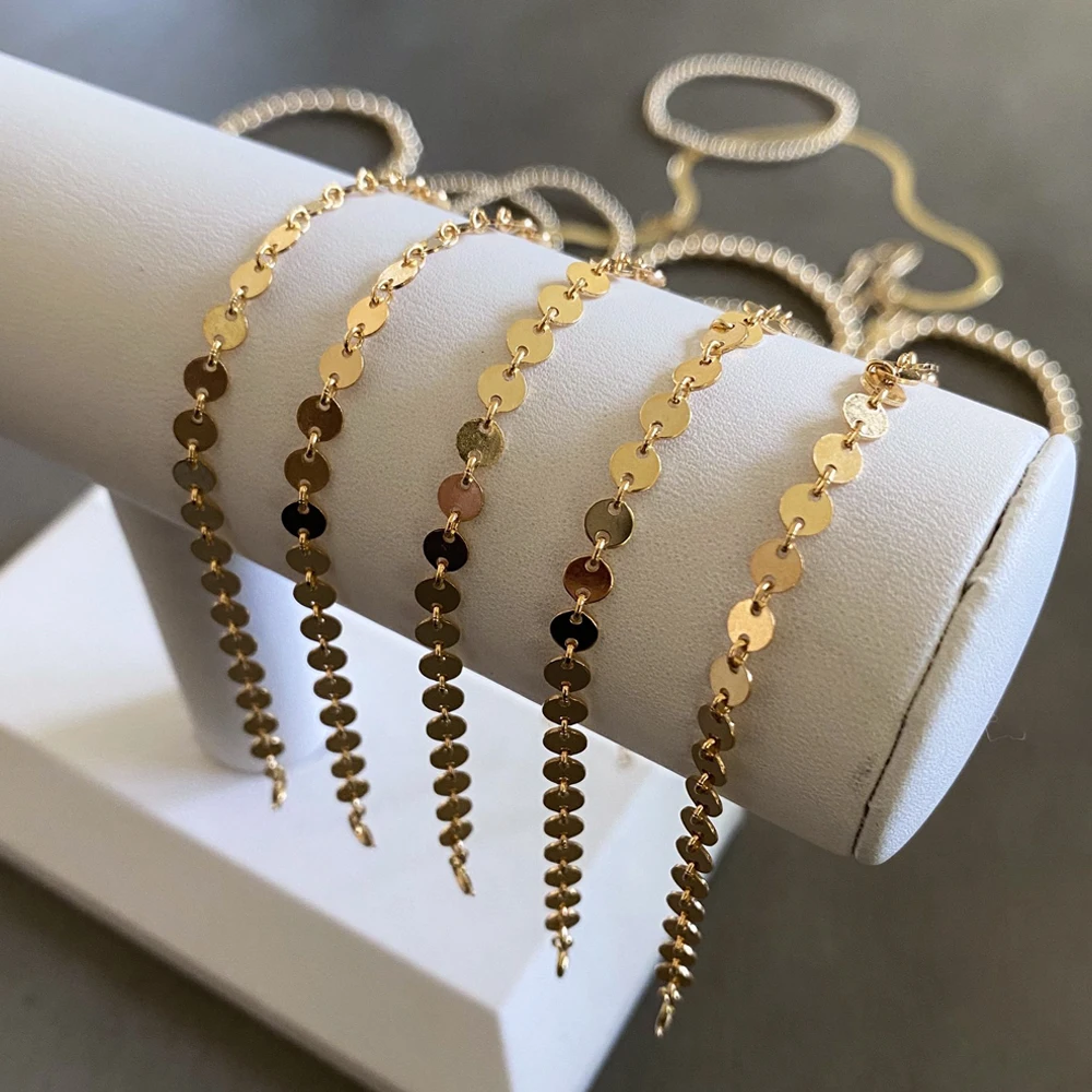 

Wholesale 18k Gold Filled Disc Chain Choker Bracelet Simple Stacking Bracelets Layering Bracelet Bridesmaid Gift, Customized color