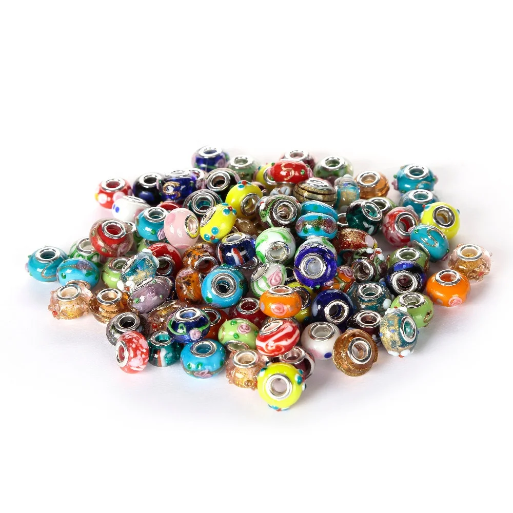 

Hot Selling Murano Lampwork 50 pcs Mix Color Glass Beads Loose Beads