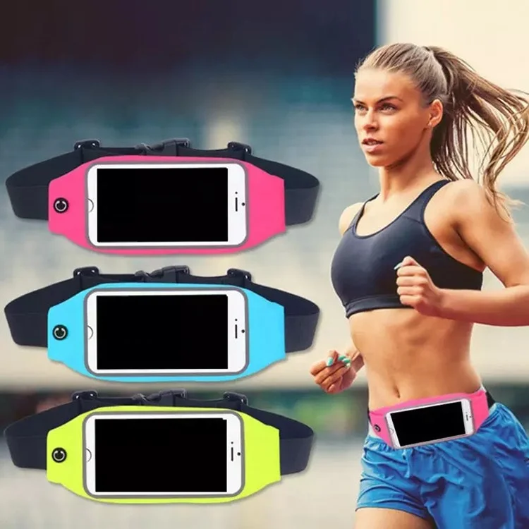 

2020 new arrivals Adjustable elastic waterproof fitness colorful waist bag running sports waist bag, Black, red, green, rose red, blue, dark blue, purple