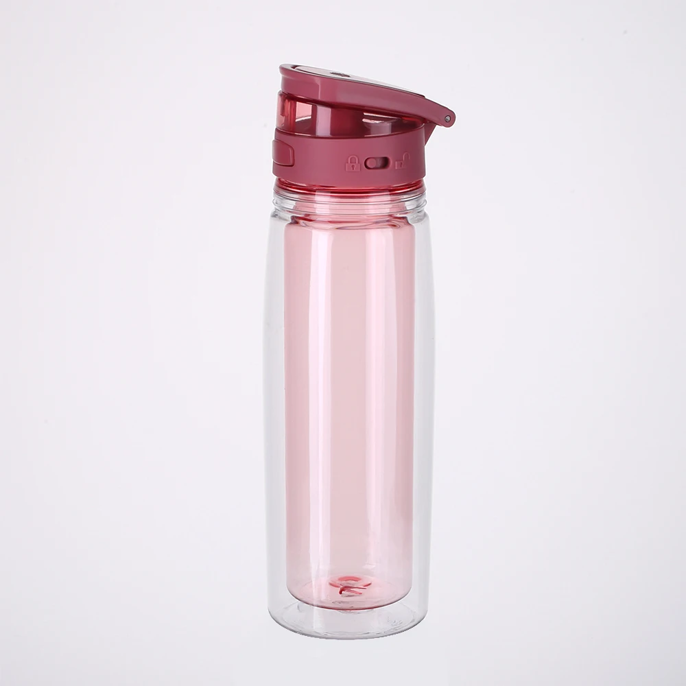 

High Quality Custom logo BPA FREE double wall Plastic water Bottle WITH LOCK