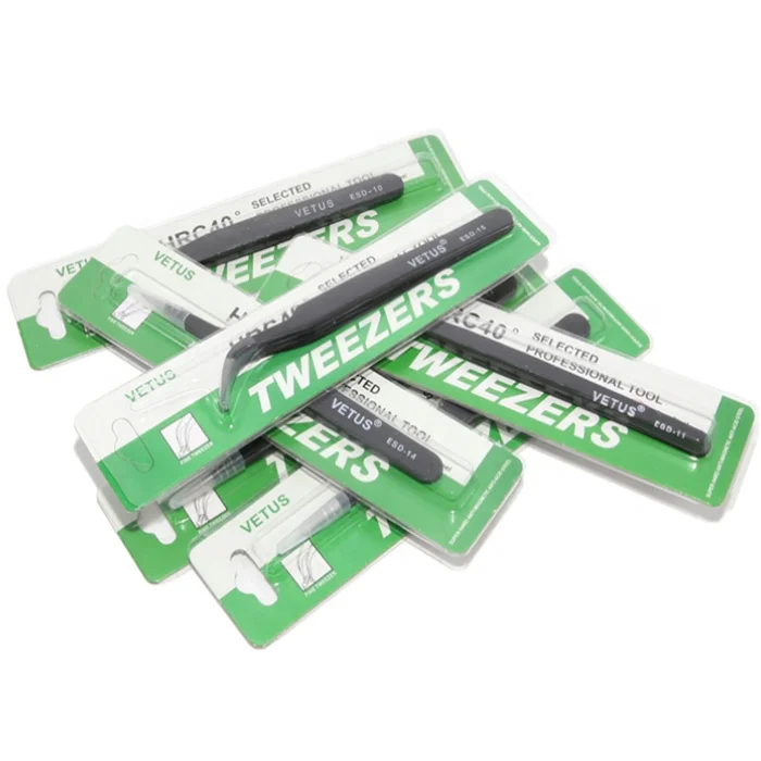 Original Stainless Steel ESD Pointed Tweezer Vetus Tweezers Stainless Steel Antistatic ESD Tweezers