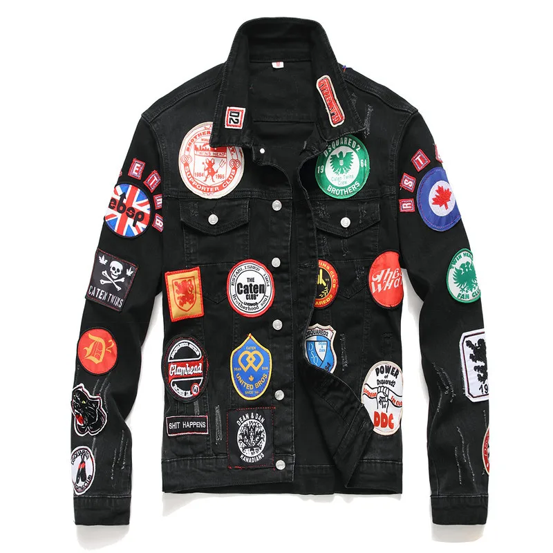 

J22 men jackets for 2021 patch denim jacket plus size men's jackets wholesale, Black