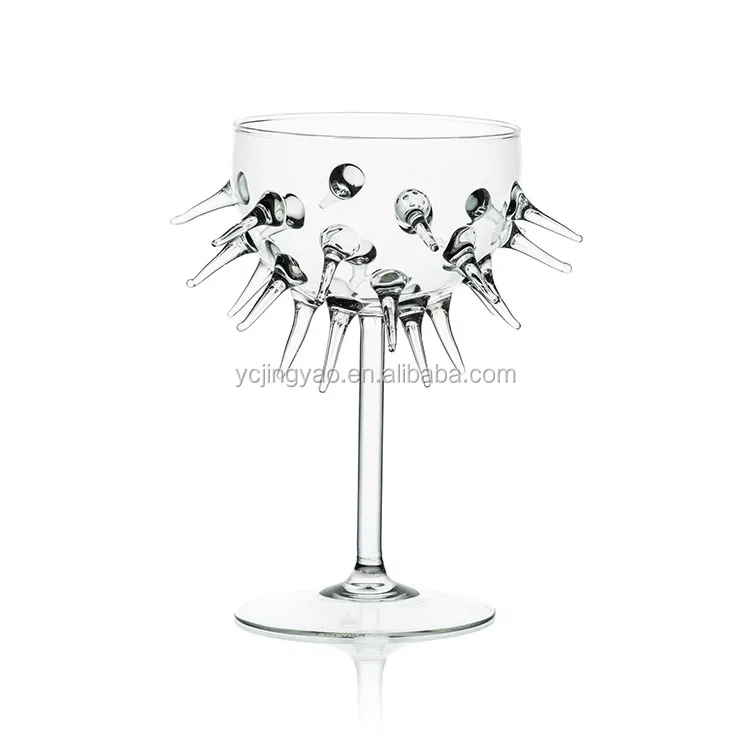 

Custom Made Clear Borosilicate Sea Urchin Cocktail Glass Bowl with Stem Stand