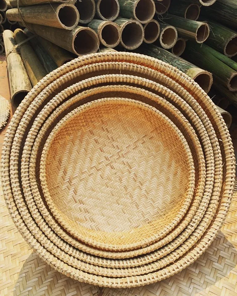 Wholesale Round Flat Winnowing Bamboo Basket From Vietnam Cheap Price