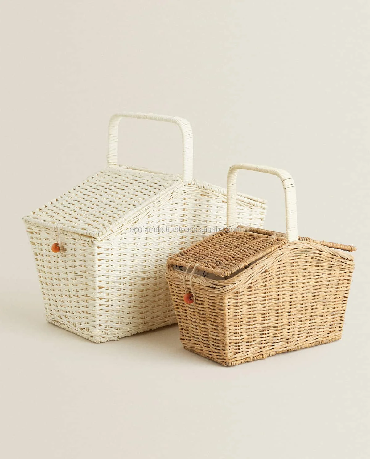 Natural Handwoven Bamboo Rattan Picnic Basket Wholesale Cheap Price For