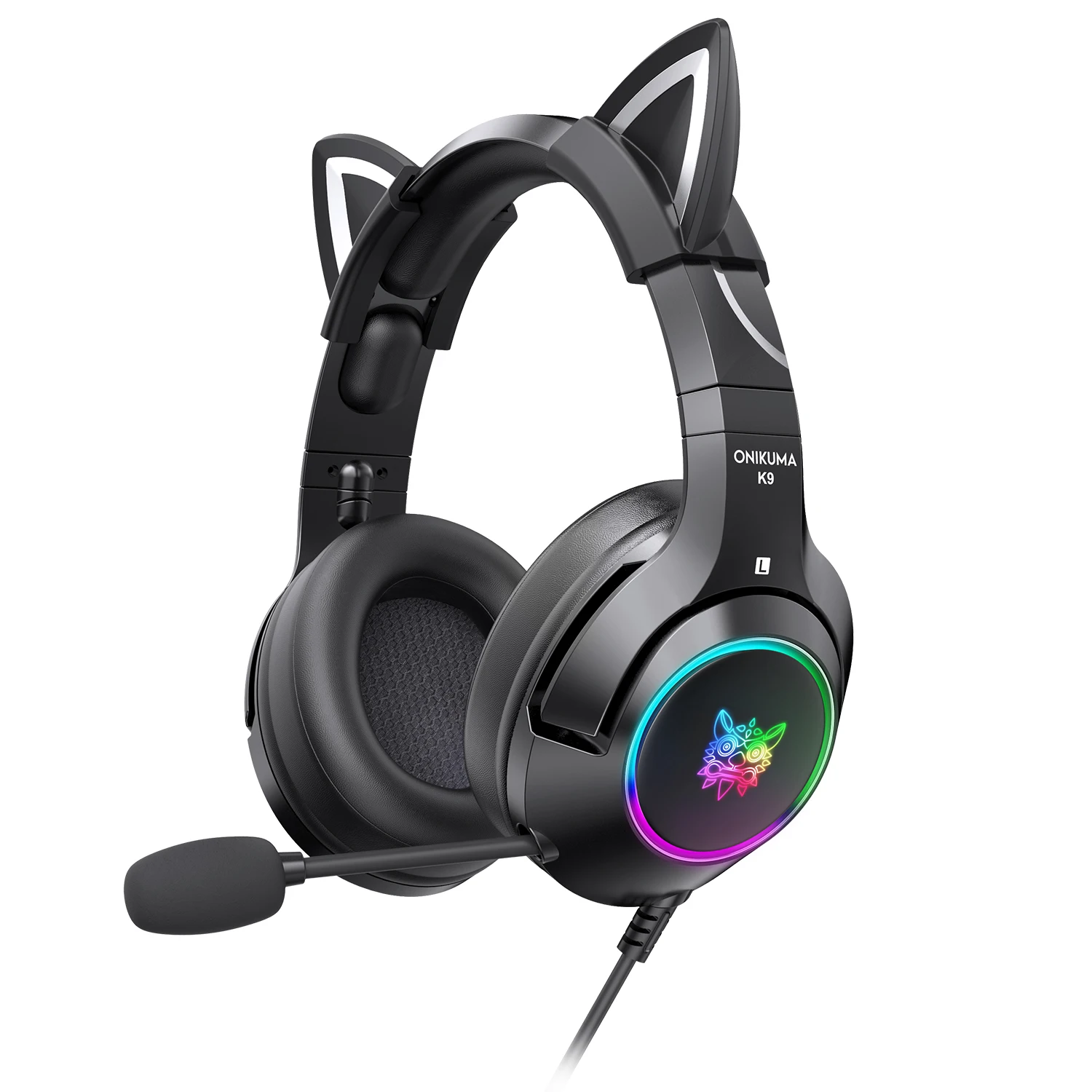 

ONIKUMA K9 Black Gaming Headset For Girls PC Stereo Gaming Headphones with Mic & LED Light For Laptop PS4 Xbox One Controller