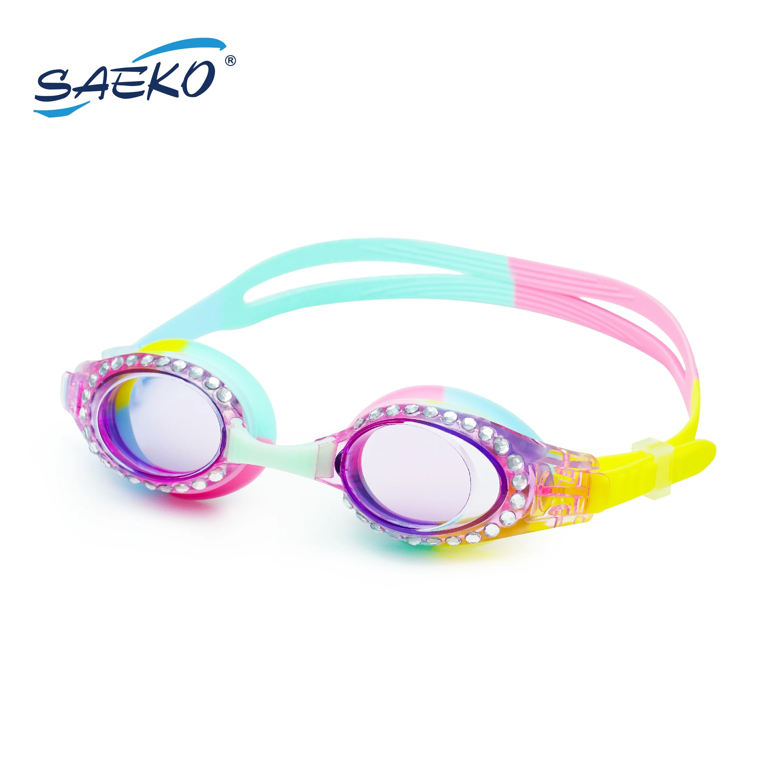 

SAEKO kids girl bling colorful anti fog fancy swim goggles fun goggles party goggles
