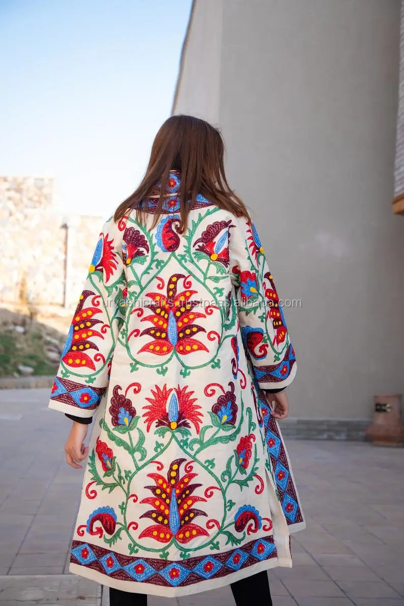 2020 Brand New Collection Natural Cotton Coat Decorated Fully Silk