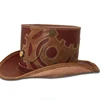 Steampunk Leather Top Hat With Clock Parts