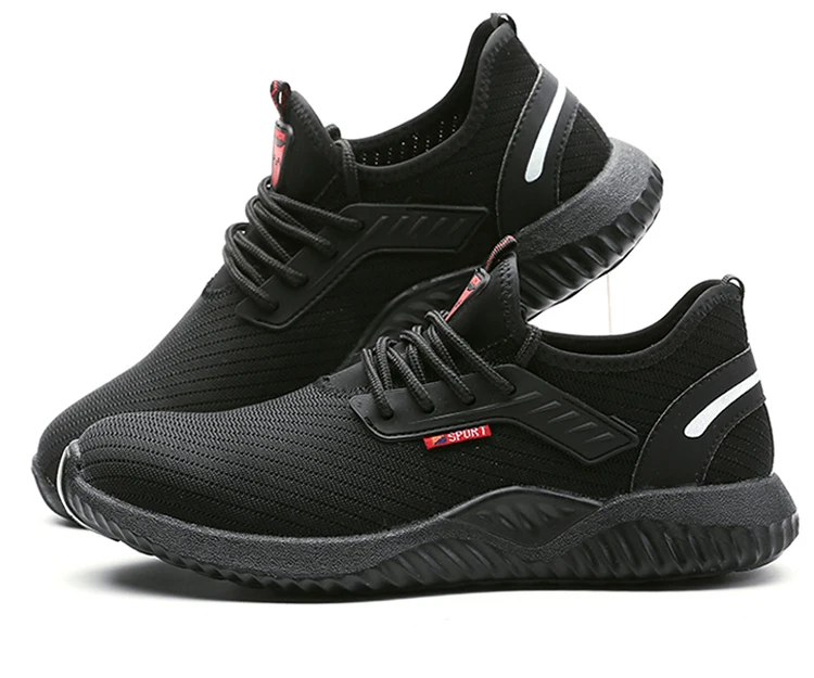 

Men's Women's Safety Shoes Steel Toe Work Sneakers Breathable Lightweight Construction Footwear, Black