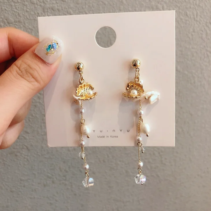 

Jialin jewelry Korean version 925 silver needle tassel earrings female temperament net red baroque pearl earrings