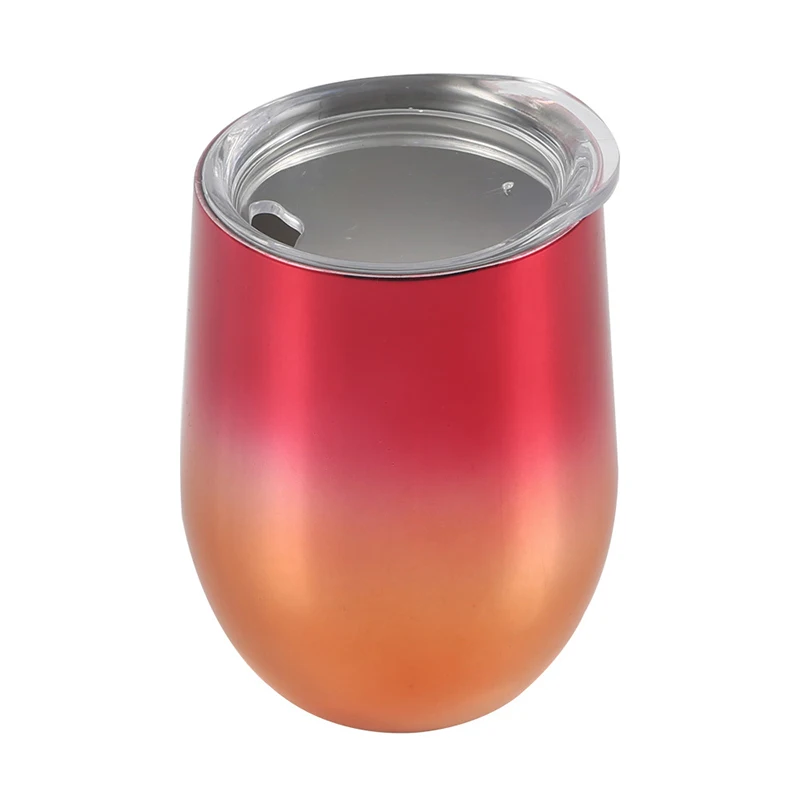 

12oz Custom Insulated Vacuum Egg Shape Travel Mugs Double Wall Ttainless Steel Wine Tumbler with Lids, Customized color